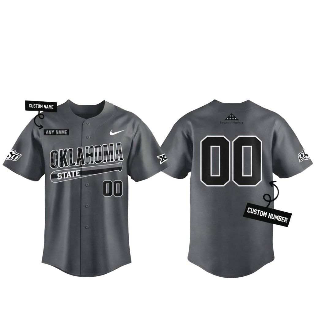 Custom Name and Number Oklahoma State Football Team Military Appreciation Night 2026 Baseball Jersey