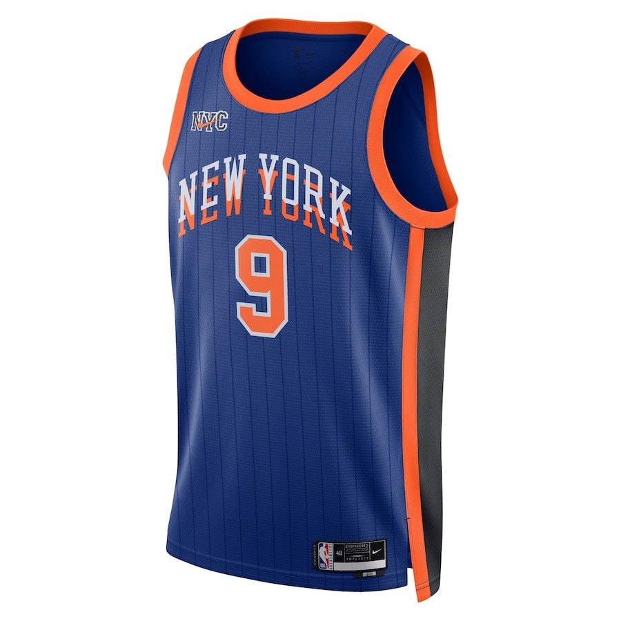 RJ Barrett 9 New York Knicks 2023/24 City Edition Swingman Jersey Blue Multicolor