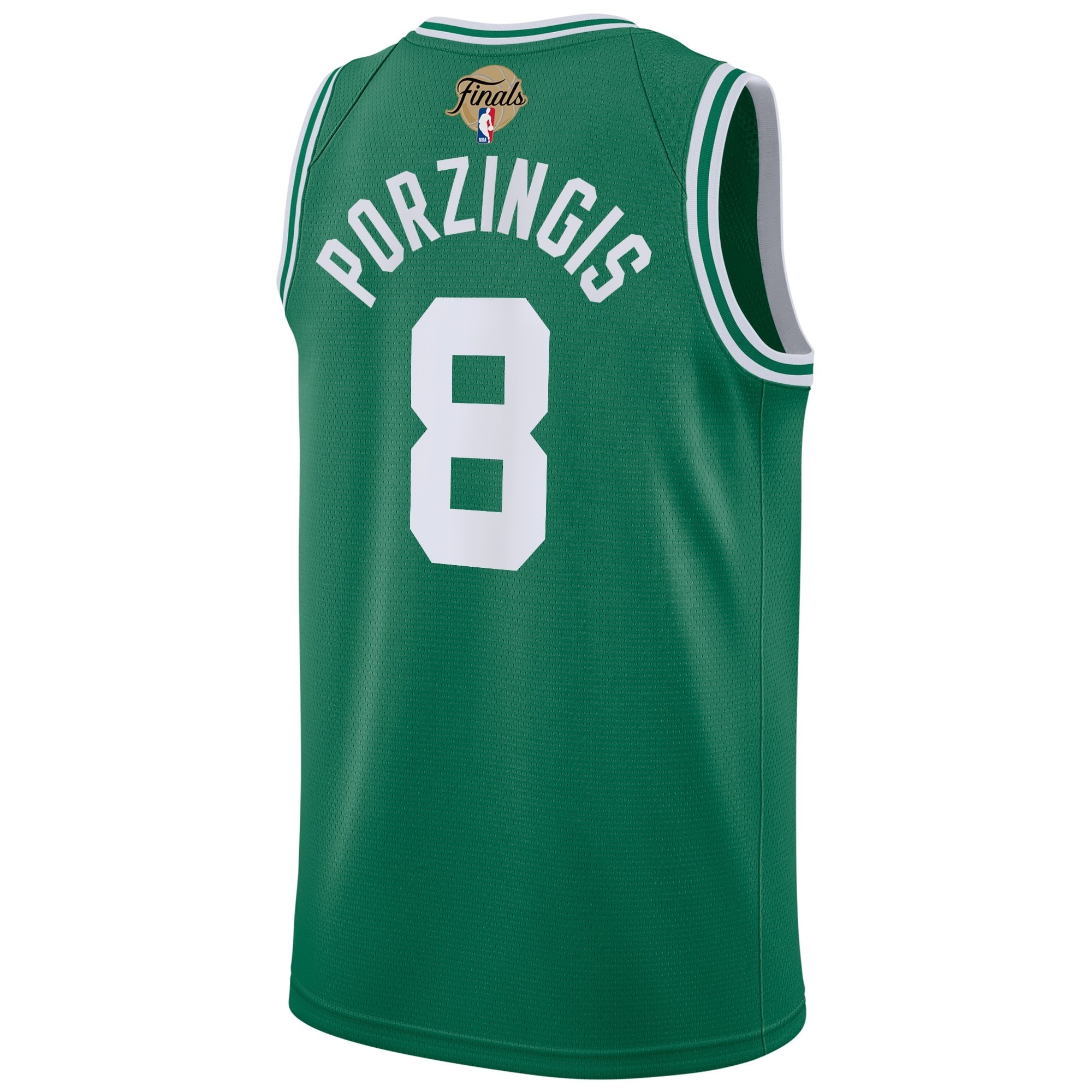Boston Celtics Icon Edition NBA Finals Patch 2024 Swingman Jersey Kelly Green Kristaps Porzingis Youth