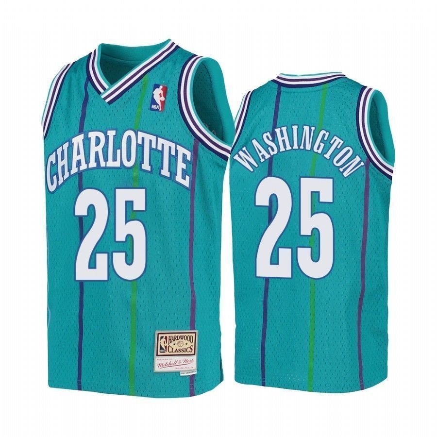 Youth P.J. Washington Charlotte Hornets Teal Hardwood Classics Jersey - Unisex Multicolor