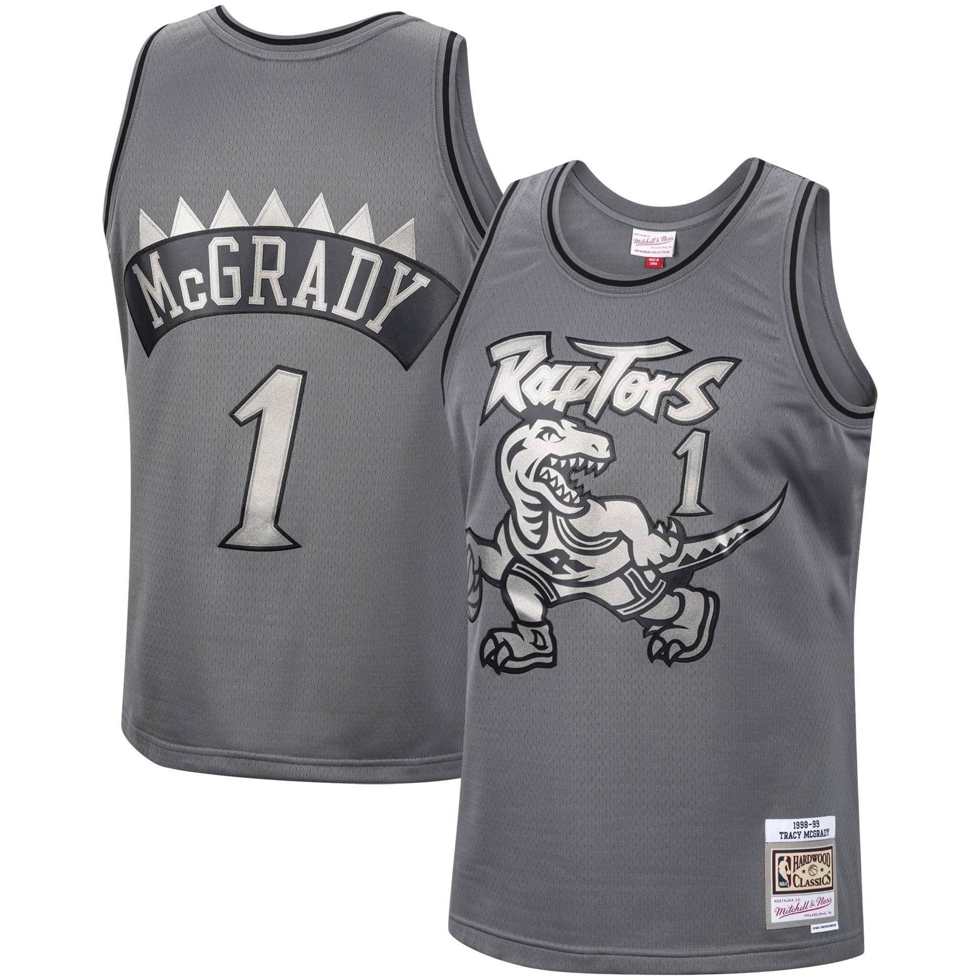 Tracy Mcgrady Basketball Team Mitchell Ness Hardwood Classics Retired Player 1998/99 Metal Works Swingman Jersey ??Charcoal