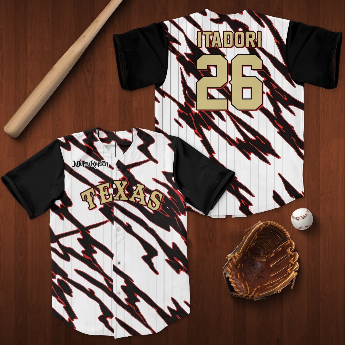 Custom Name and Number Baseball Team x Jujutsu Kaisen Yuji Itadori 2026 Baseball Jersey