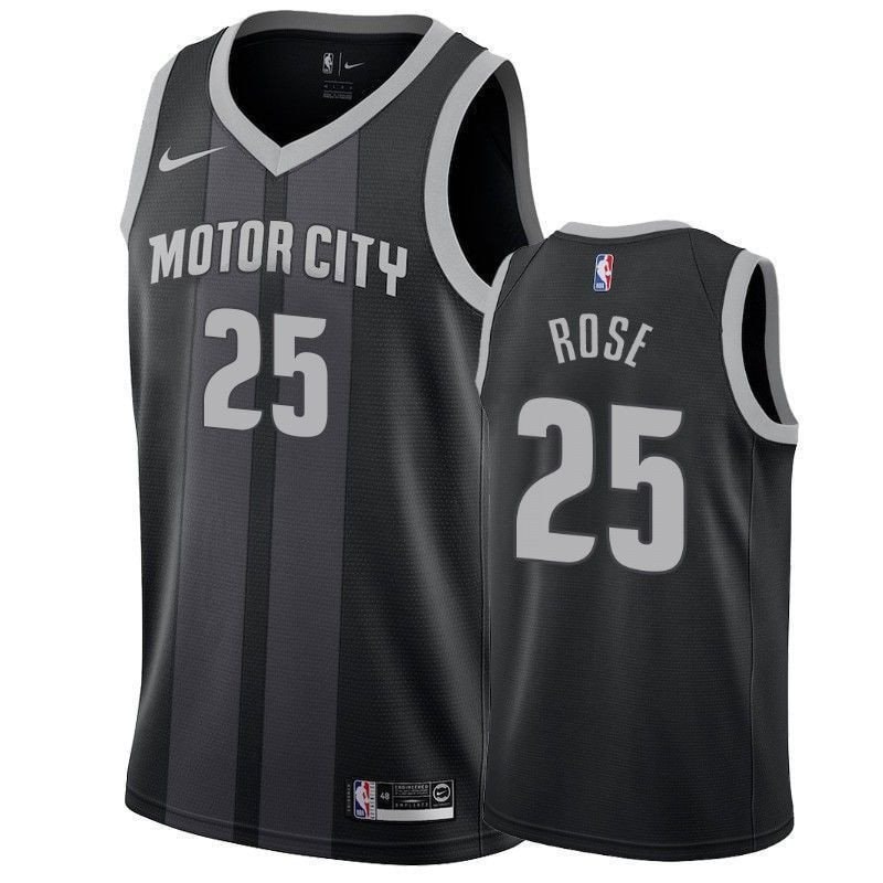 Detroit Pistons Derrick Rose 25 City Men's Jersey - Multicolor Polyester