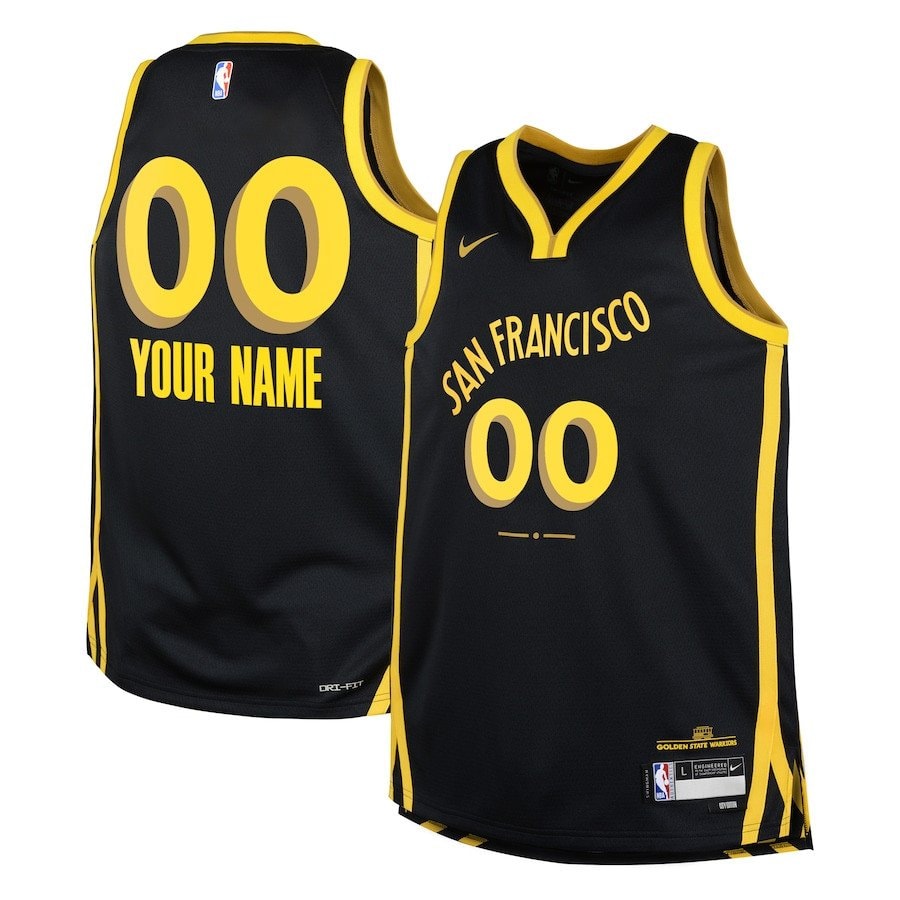 Golden State Warriors 2023/24 City Edition Swingman Custom Youth Jersey Black S-3XL