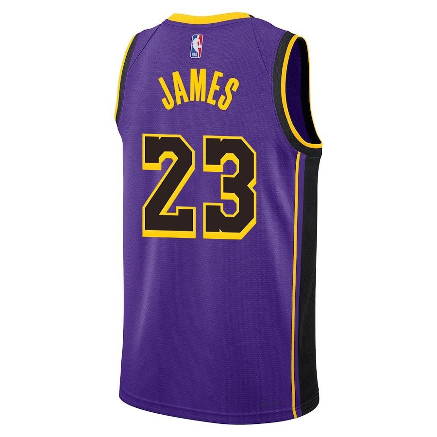 LeBron James 23 Los Angeles Lakers Statement Edition Swingman Jersey Purple Mens