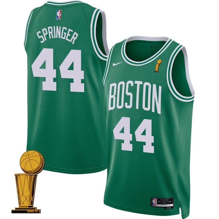 Jaden Springer 44 Boston Celtics 2024 Finals Champions Jersey Icon Edition Kelly Green