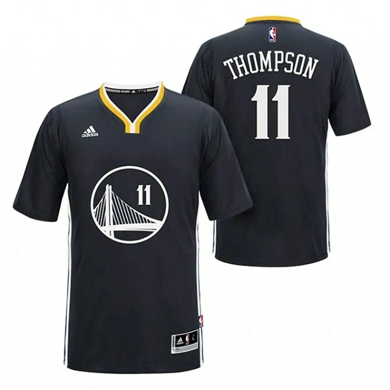Men's Male Klay Thompson Basketball Team 11 2014-15 New Swingman Black Jersey With Sleeves Jersey