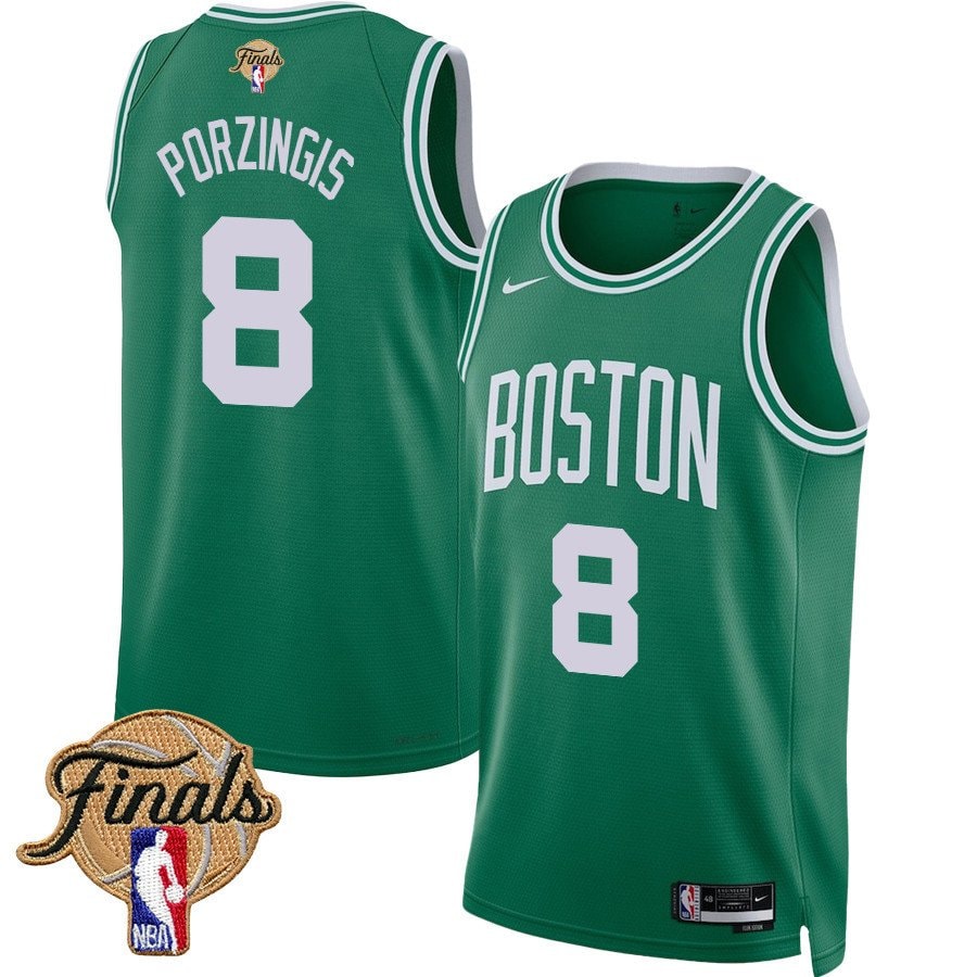 Kristaps Porzingis 8 Boston Celtics 2024 Finals Patch Icon Edition Jersey Kelly Green