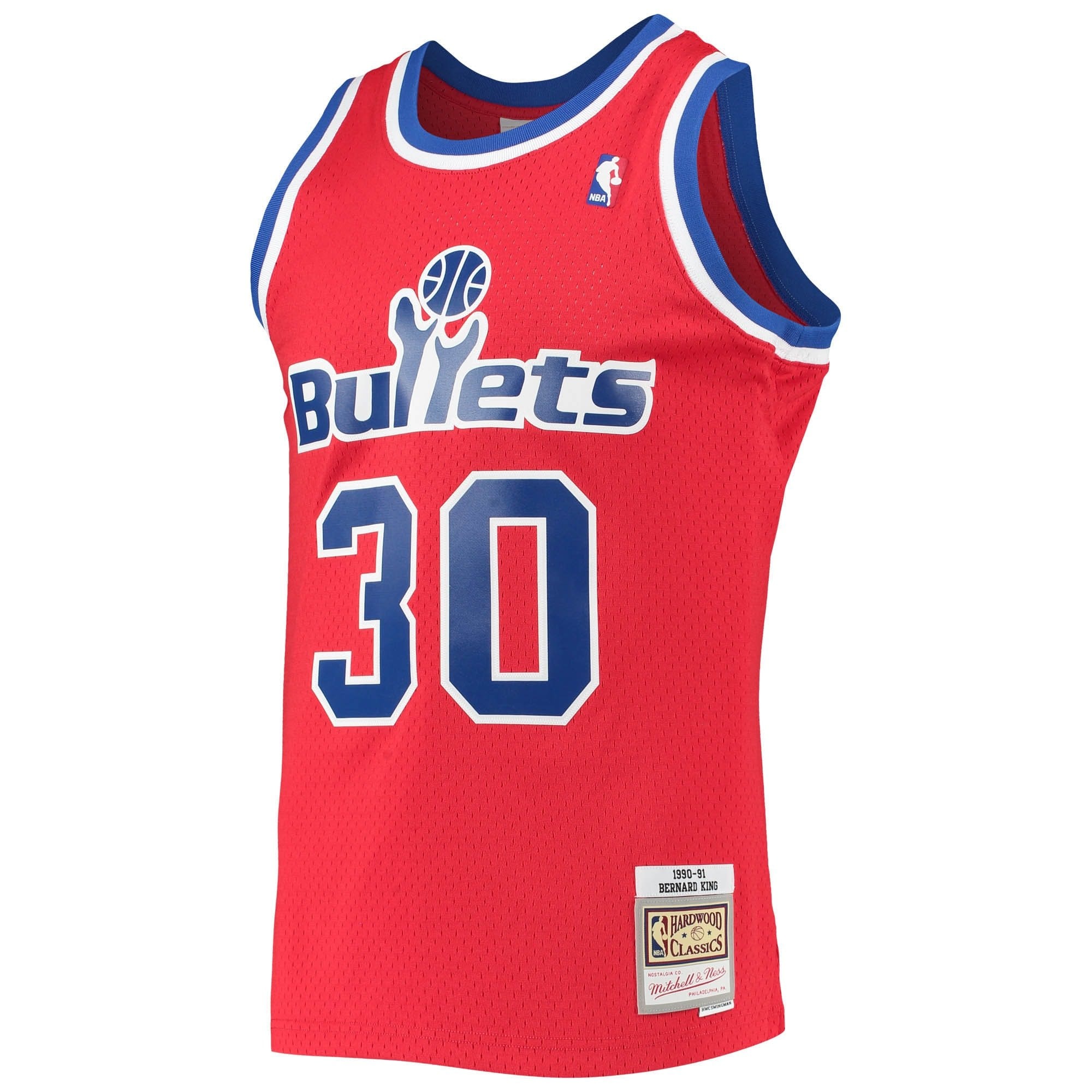 Men's Mitchell & Ness Bernard King Red Washington Bullets 1990/91 Hardwood Classics Swingman Jersey