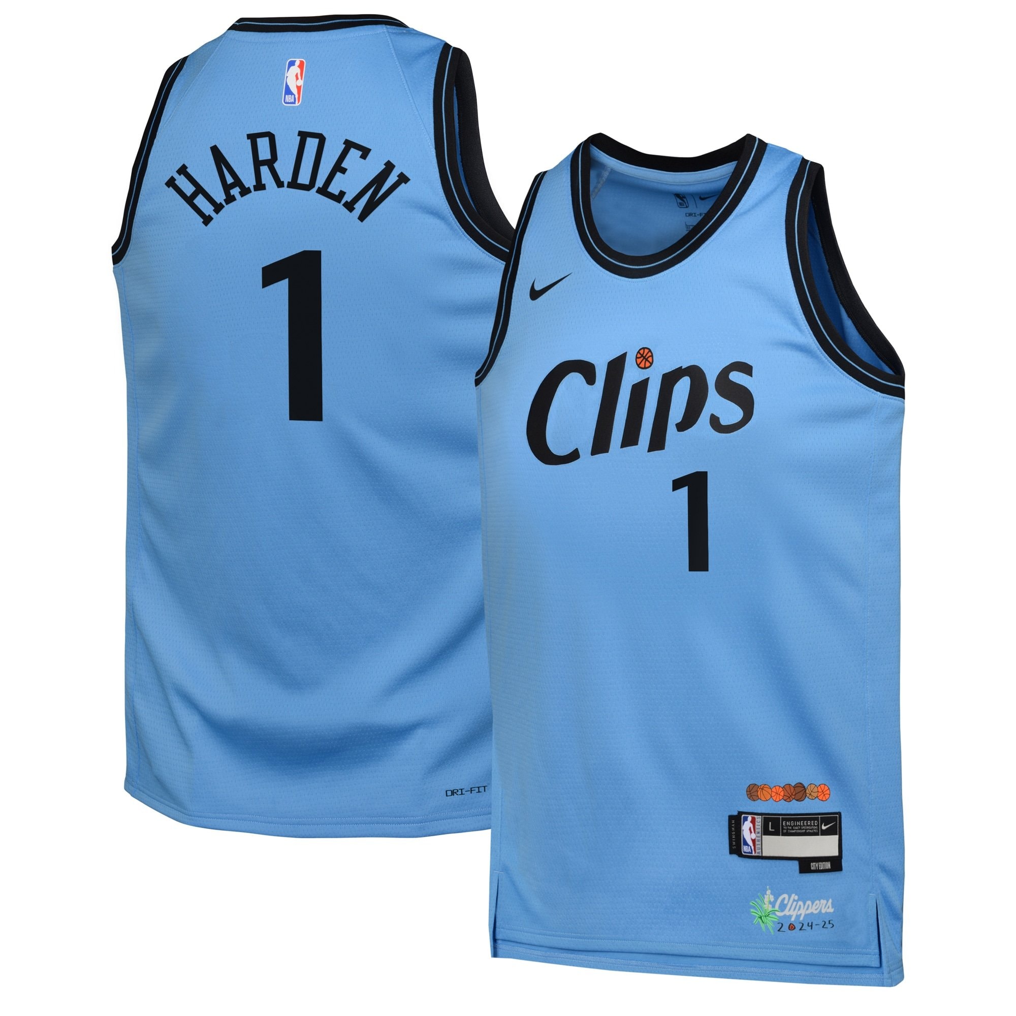 LA Clippers City Edition Swingman Jersey 2024 Blue James Harden Youth