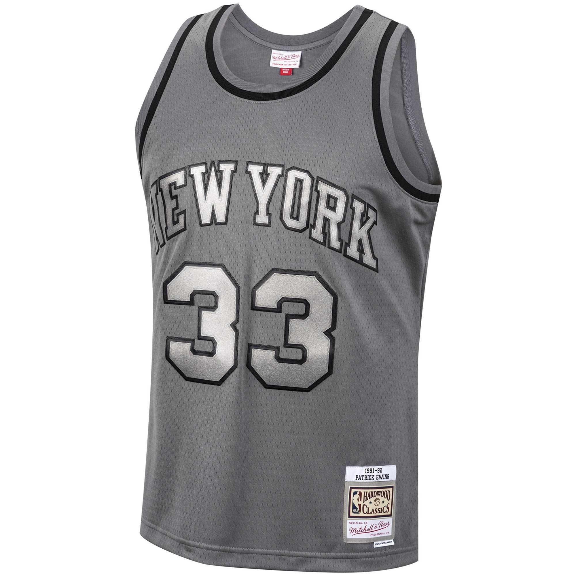 Patrick Ewing New York Knicks Mitchell Ness Hardwood Classics Retired Player 1991/92 Metal Works Swingman Jersey ??Charcoal