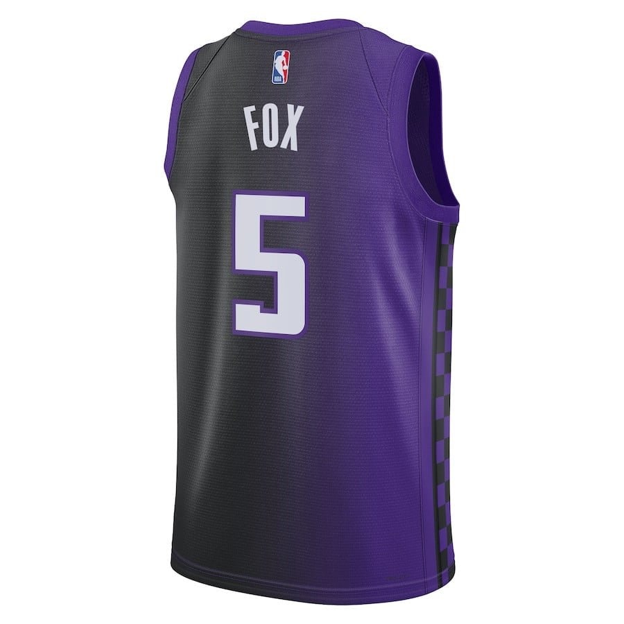 De'Aaron Fox 5 Sacramento Kings Unisex Swingman Jersey Statement Edition Purple Black