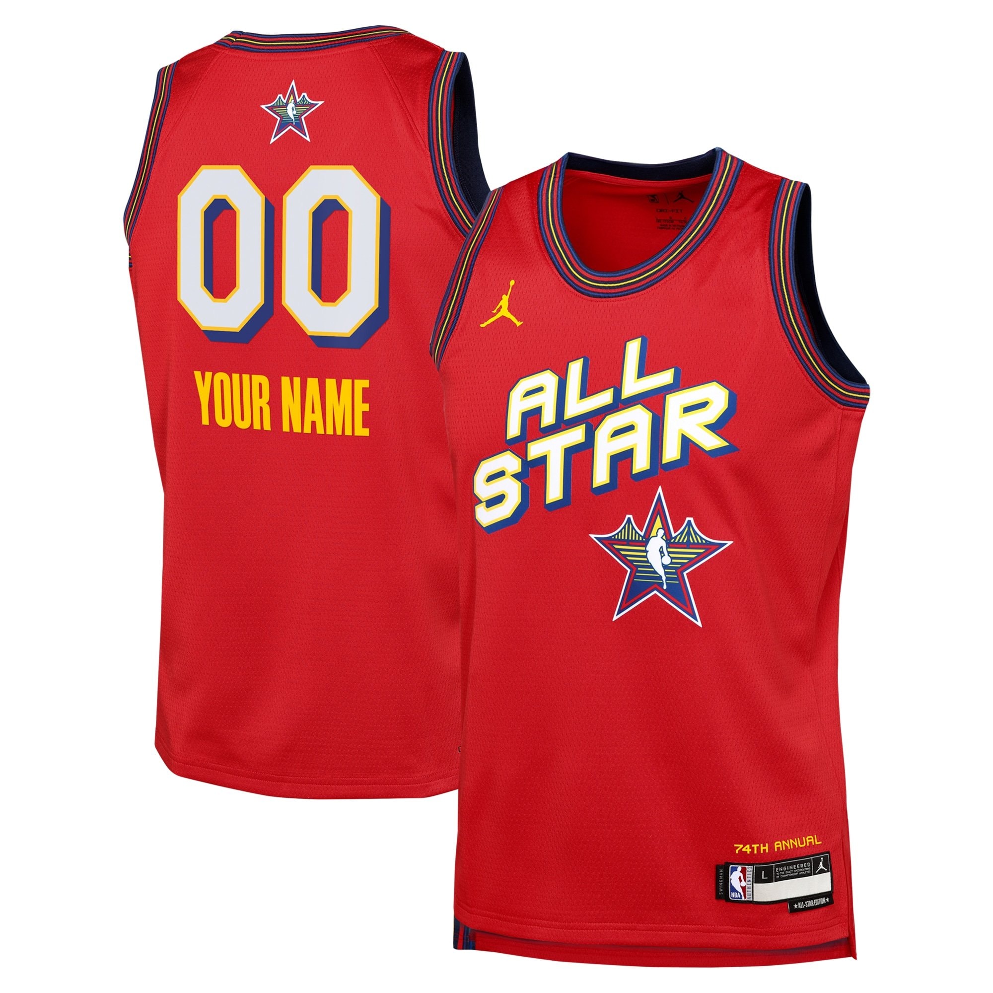 NBA Jordan Brand All Star 2025 Swingman Team Jersey Red Youth Sizes S-3XL