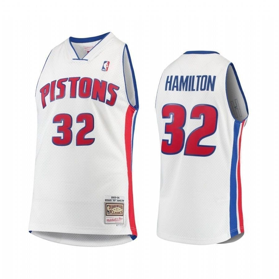 Men's Detroit Pistons Richard Hamilton #32 White Hardwood Classics Jersey