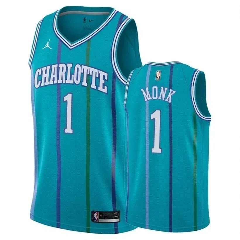 Men's Malik Monk Hornets Classic Teal Multicolor Basketball Jersey S-3XL