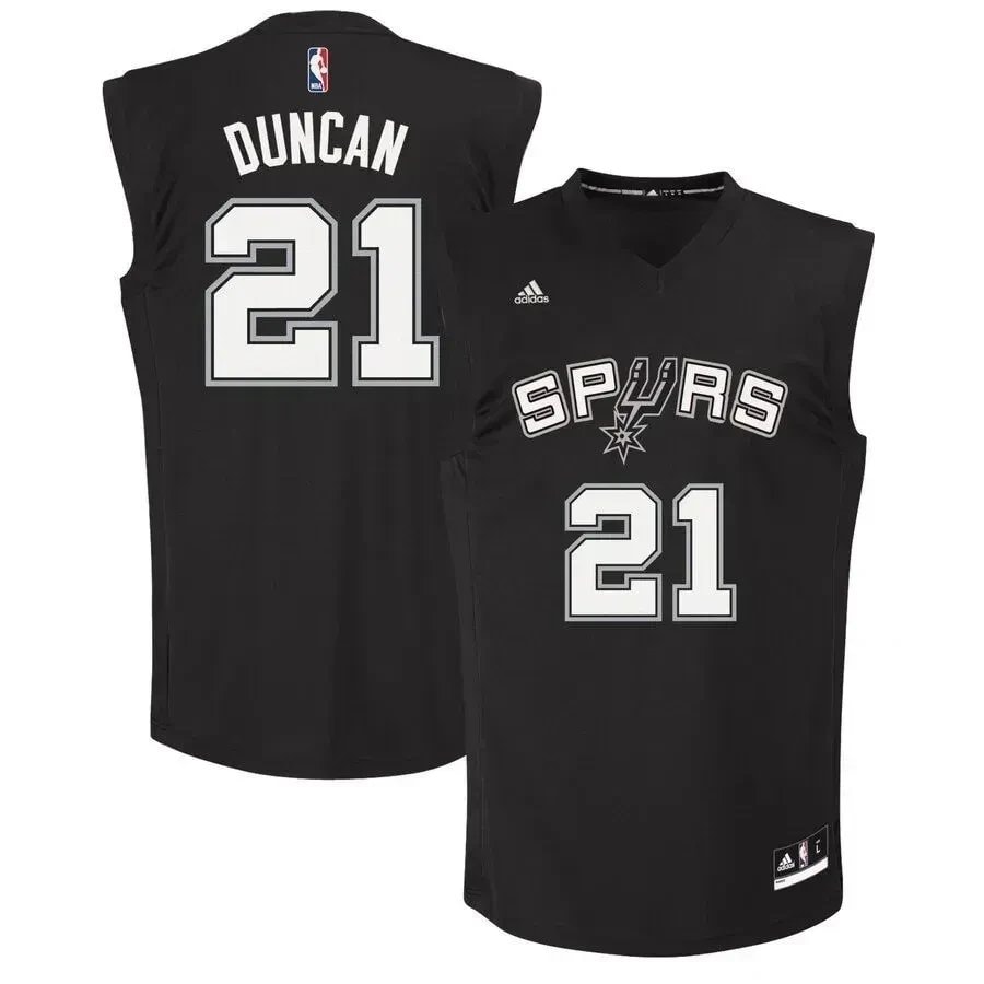Tim Duncan San Antonio Spurs Fashion Jersey Black Unisex