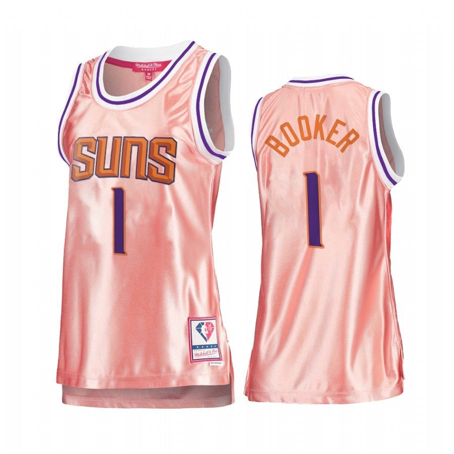 Basketball Team Devin Booker 1 Rose Gold Pink 75th Anniversary Women's Jersey