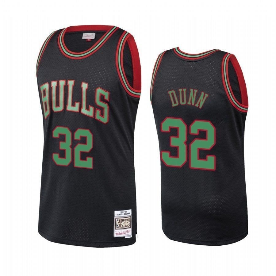 Men's Chicago Bulls Kris Dunn Black Collection Jersey - 100% Polyester, Sizes S-3XL