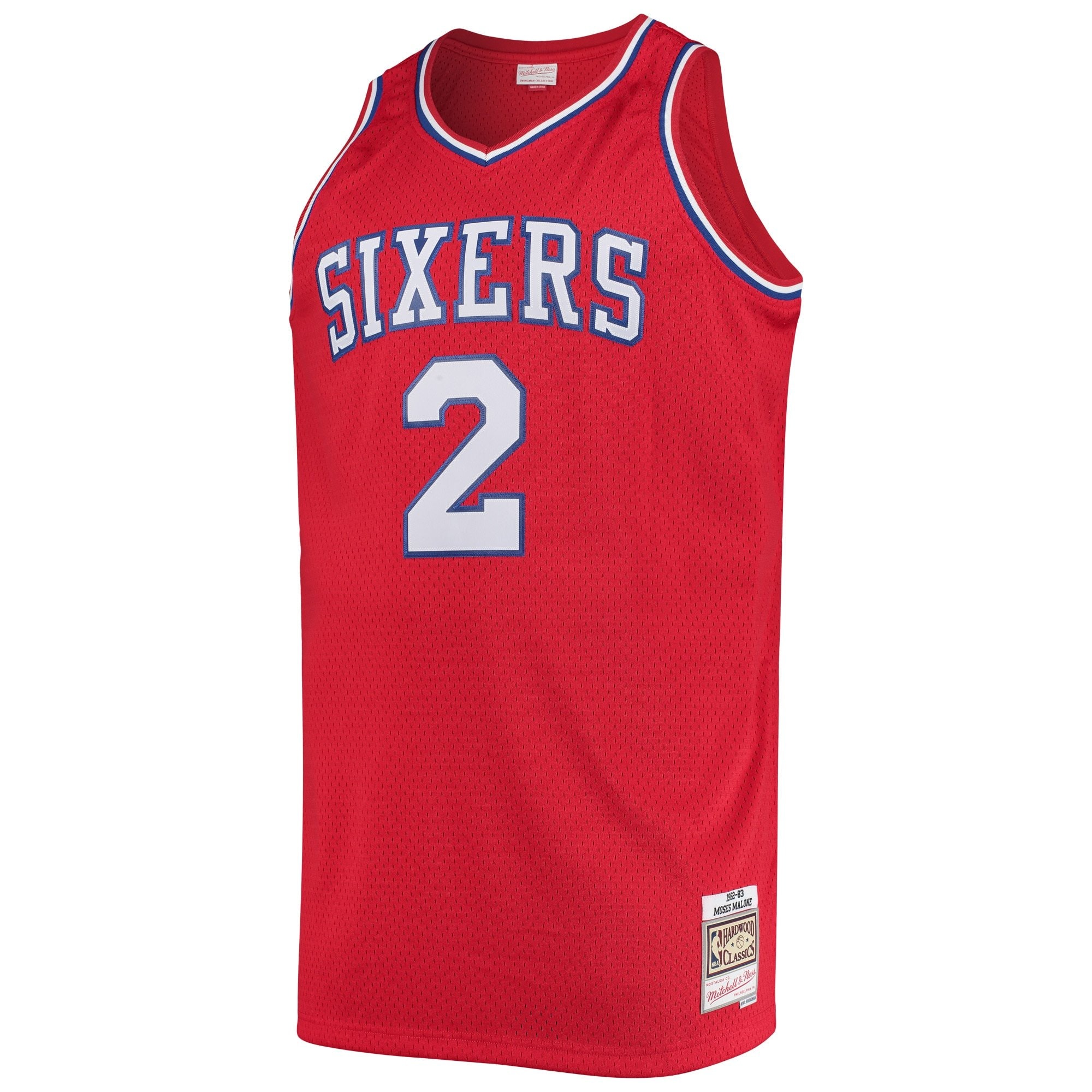 Men's Mitchell & Ness Moses Malone Red Philadelphia 76ers 1982/83 Big & Tall Hardwood Classics Swingman Jersey
