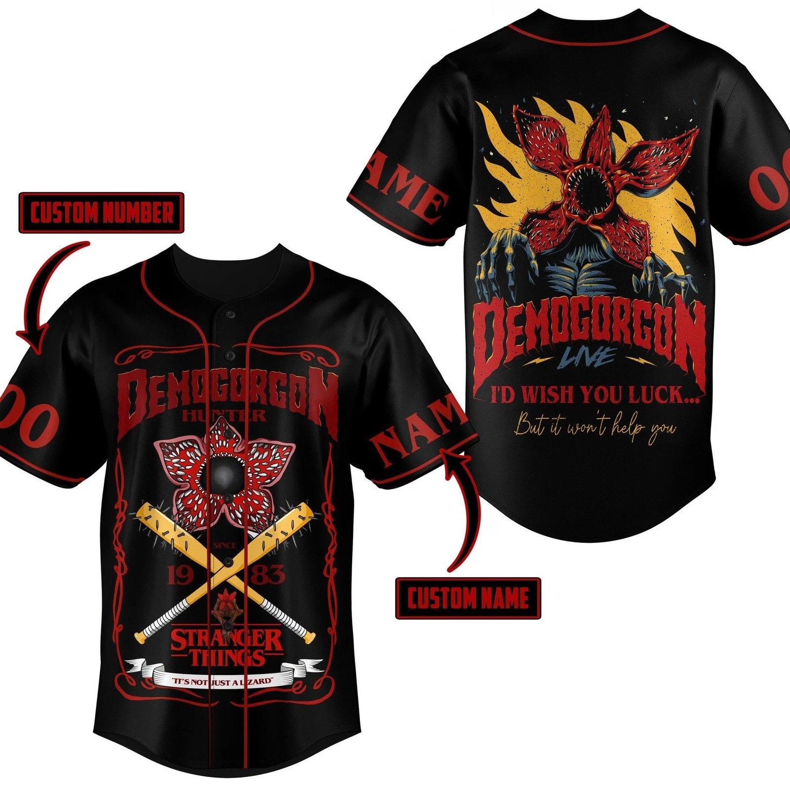 Demogorgon Hunter 1983 Stranger Things Personalized Baseball Jersey