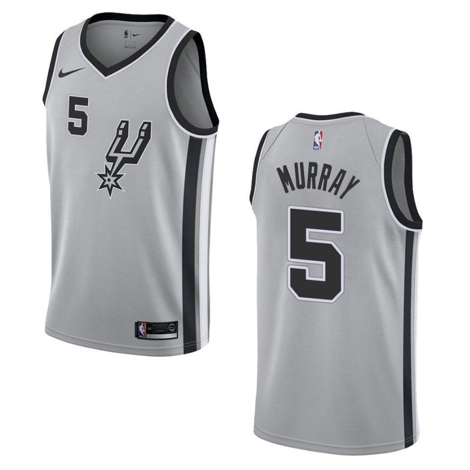 Men's San Antonio Spurs Dejounte Murray Statement Swingman Jersey Silver