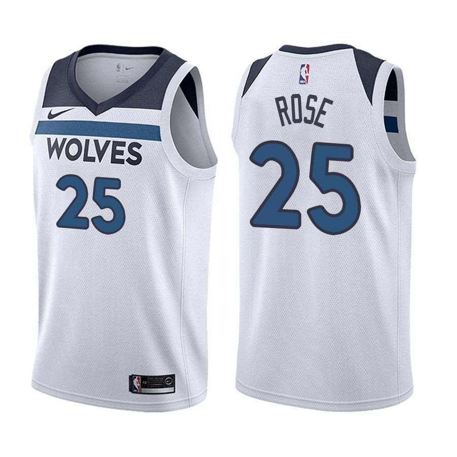 Men's Basketball Team Male Derrick Rose 25 Association White Jersey