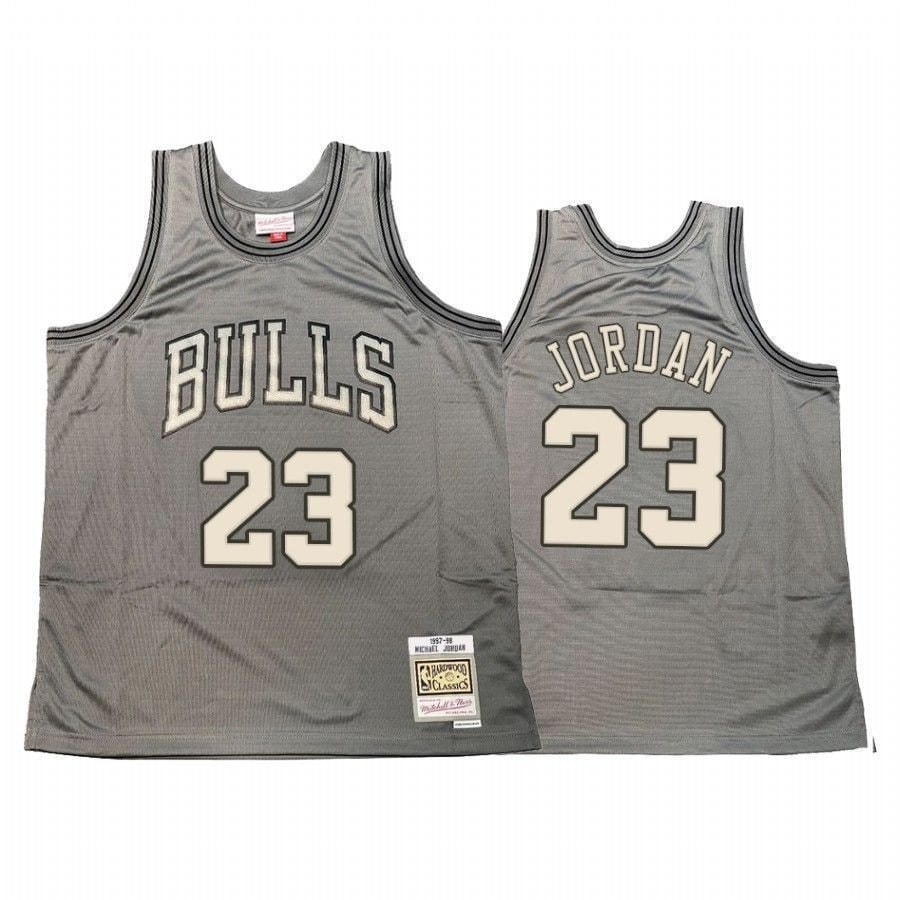 Men's Michael Jordan 23 Chicago Bulls Hardwood Classics Jersey Gray