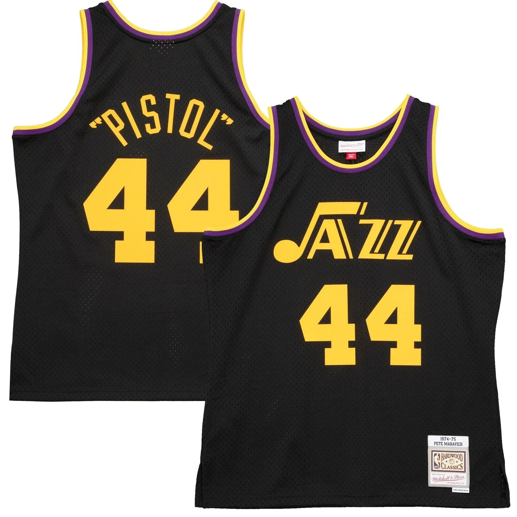 Pete Maravich New Orleans Jazz Mitchell Ness 1974-75 Hardwood Classics Reload 2.0 Swingman Jersey - Black