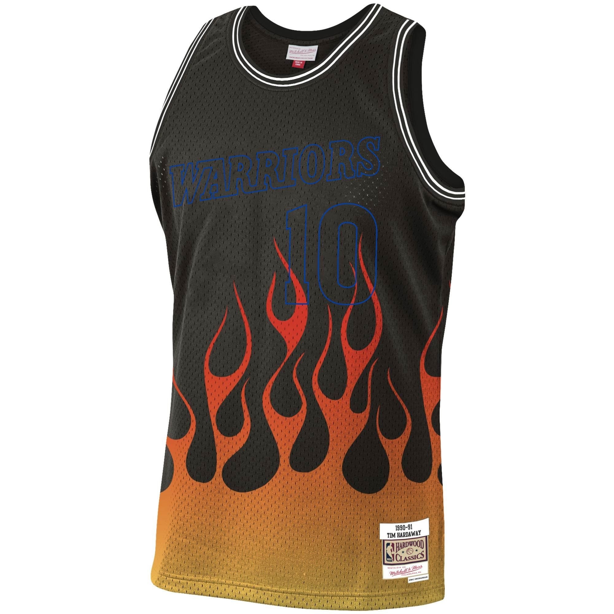Tim Hardaway Golden State Warriors Mitchell Ness 1990-91 Hardwood Classics Flames Swingman Jersey ??Black