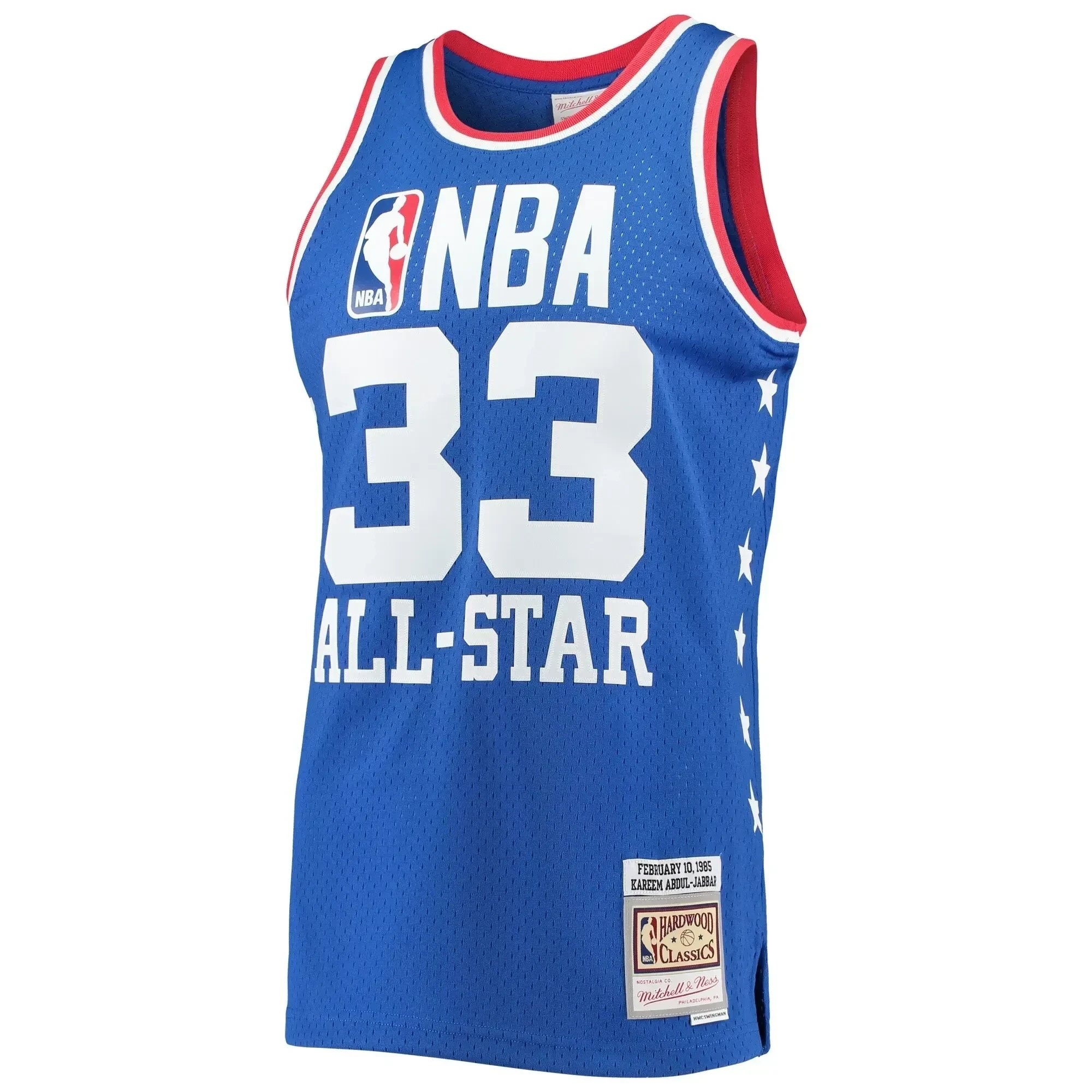 Kareem Abdul-jabbar Western Conference Mitchell Ness 1985 All-star Game Swingman Jersey - Royal
