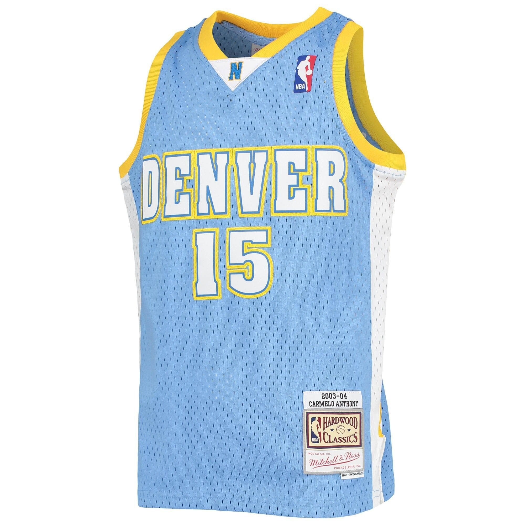 Carmelo Anthony Denver Nuggets Mitchell Ness Youth 2003-04 Hardwood Classics Swingman Jersey - Powder Blue
