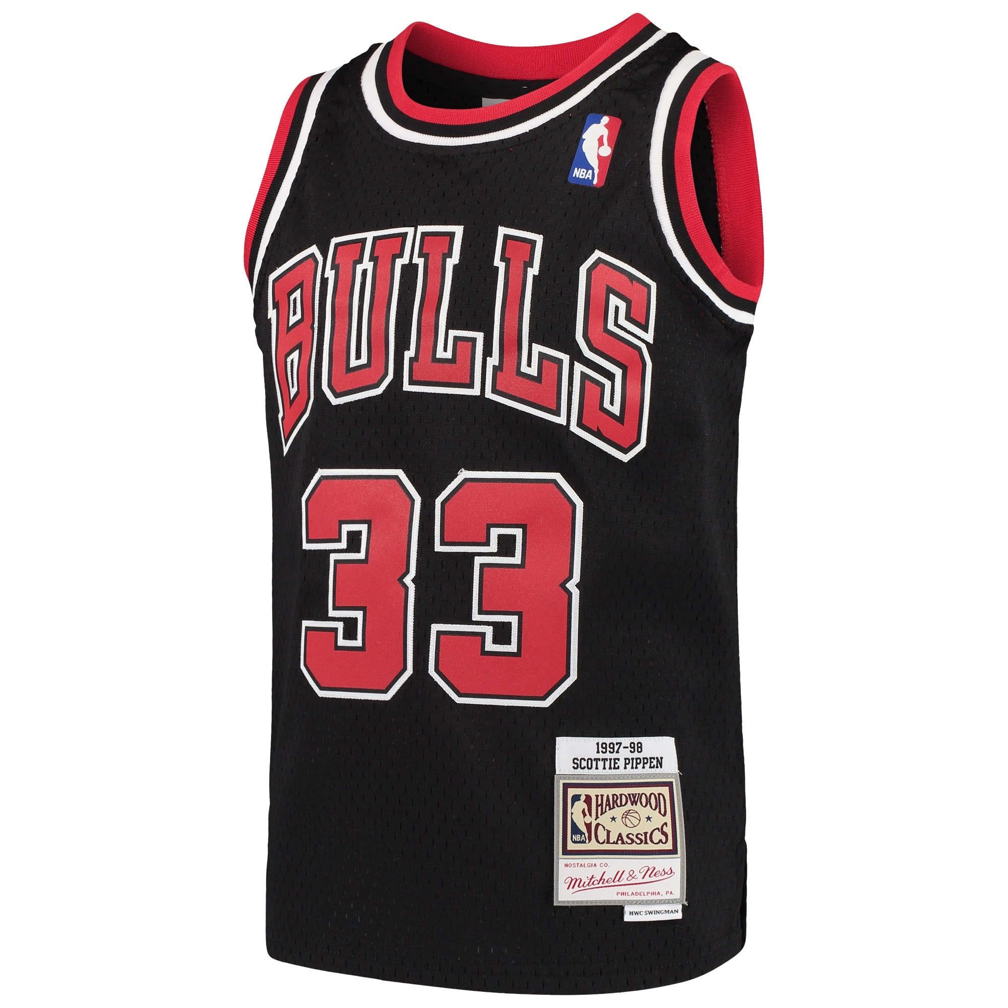 Youth Mitchell & Ness Scottie Pippen Black Chicago Bulls Hardwood Classics Swingman Throwback Jersey