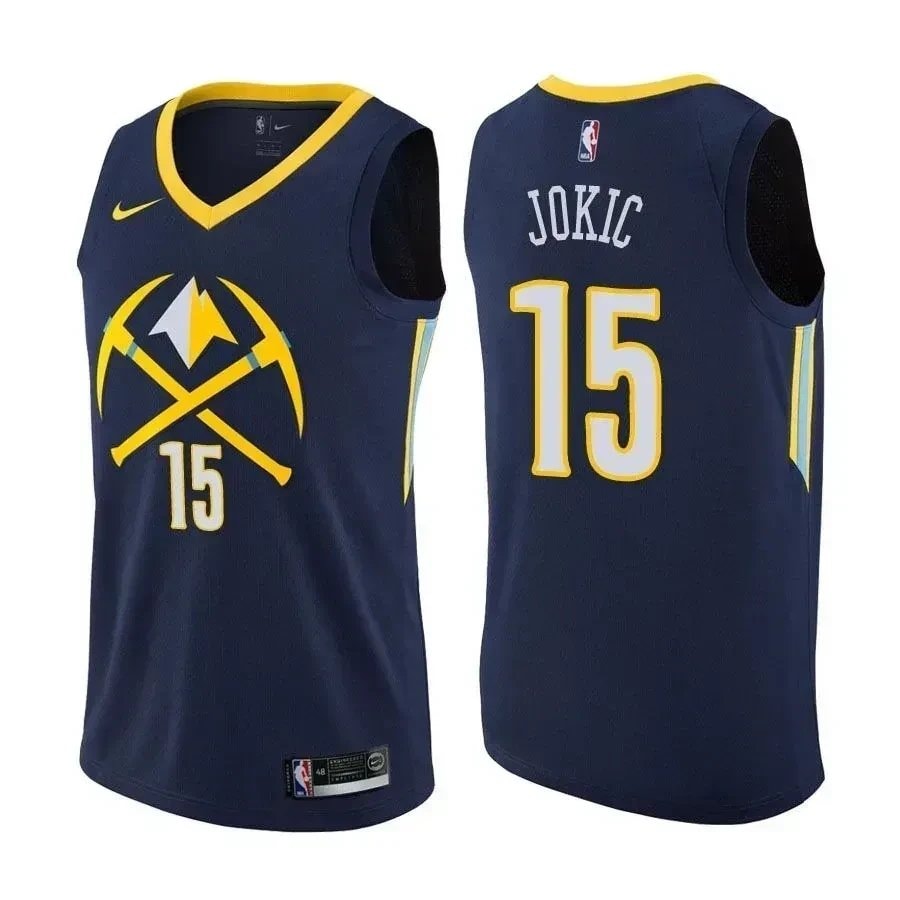 Men's Basketball Team Male Nikola Jokic 15 City Edition Navy Jersey