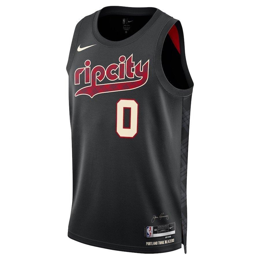 Damian Lillard 0 Portland Trail Blazers 2023/24 Swingman Jersey City Edition Unisex Black
