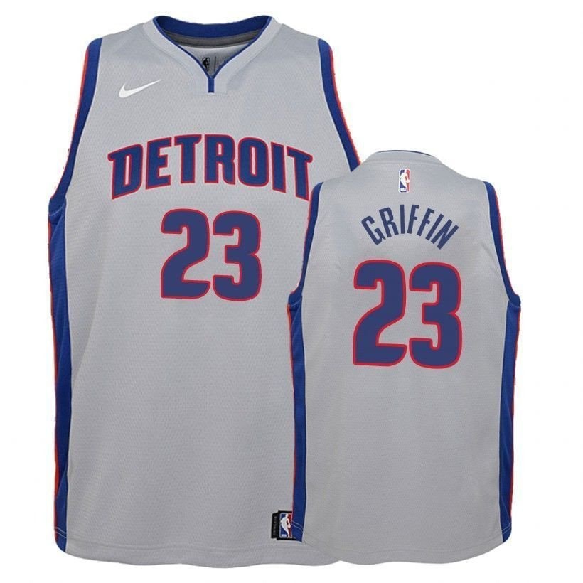 Youth Pistons Blake Griffin 23 Statet Gray Jersey