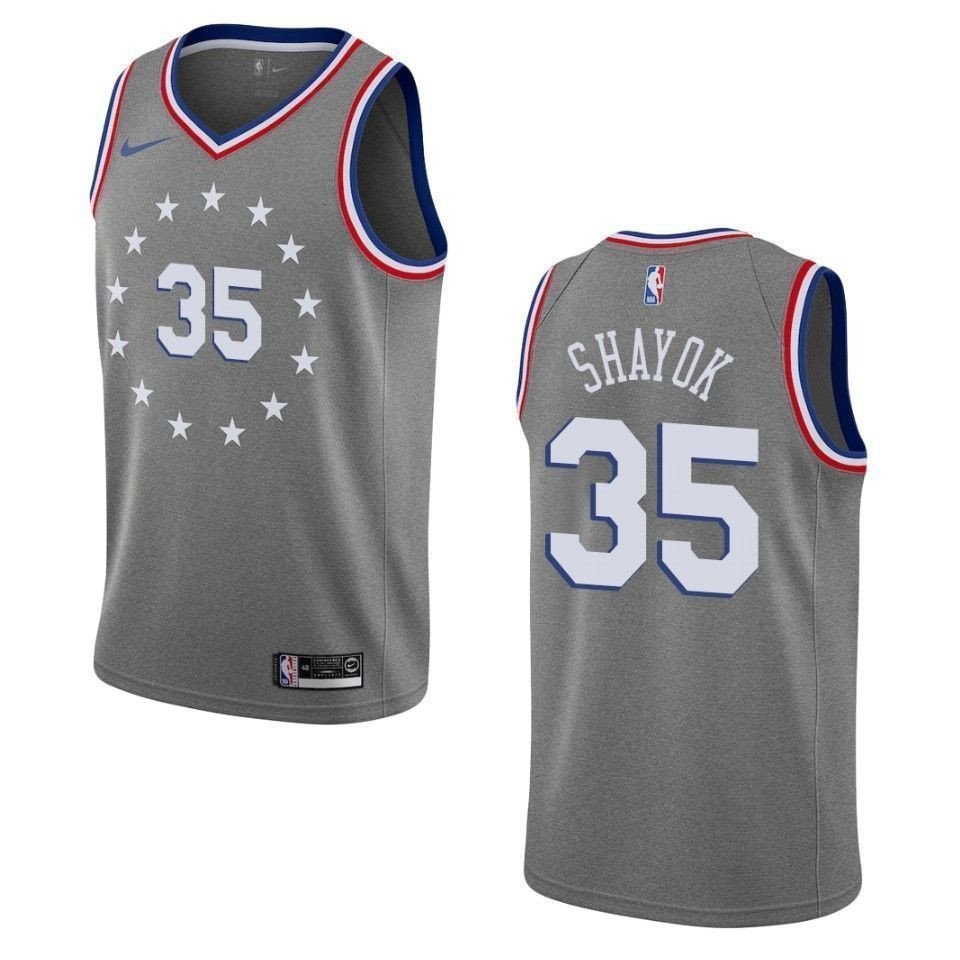 Men's Philadelphia 76ers Marial Shayok #35 City Swingman Jersey Gray