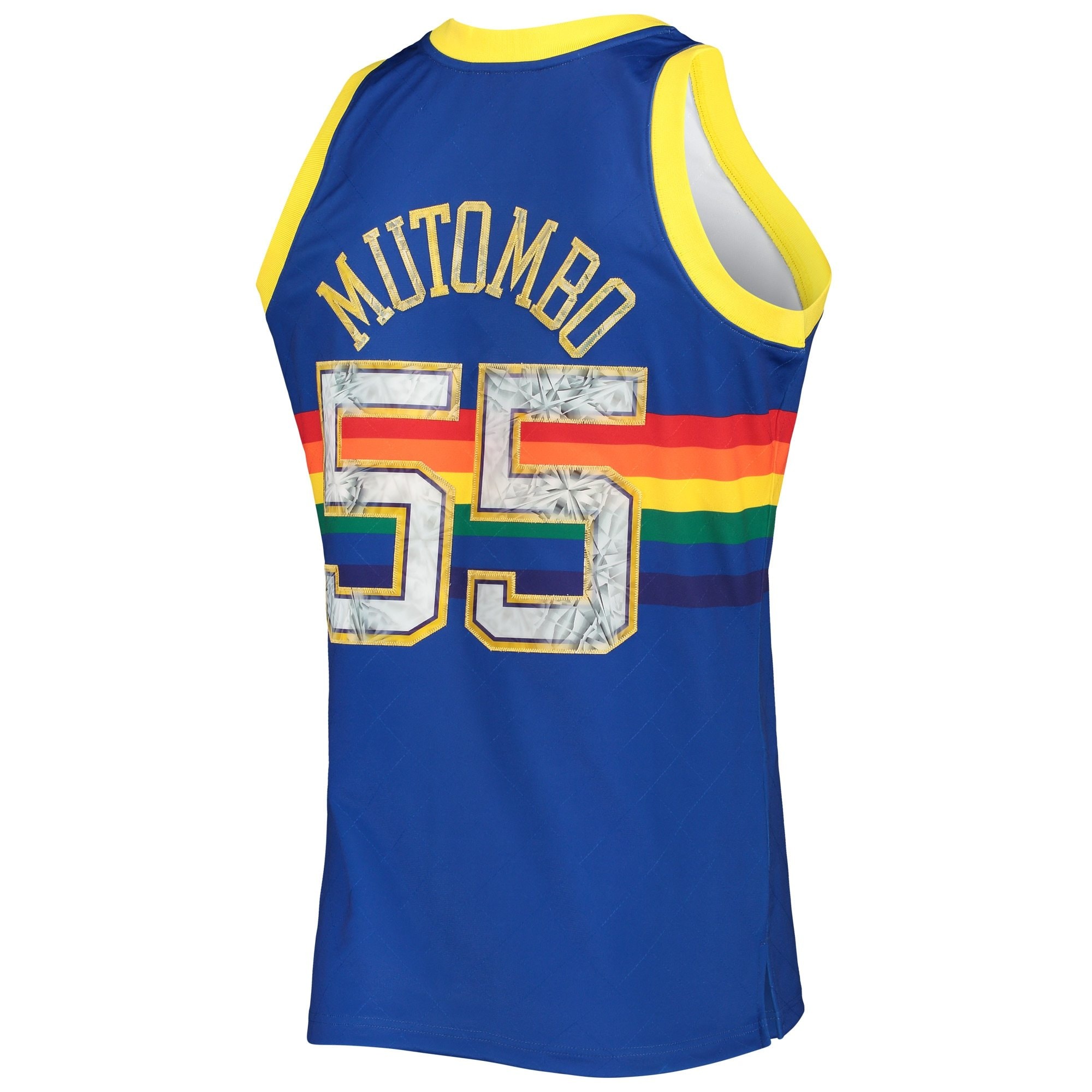 Men's Mitchell & Ness Dikembe Mutombo Royal Denver Nuggets 1996/97 Hardwood Classics NBA 75th Anniversary Diamond Swingman Jersey