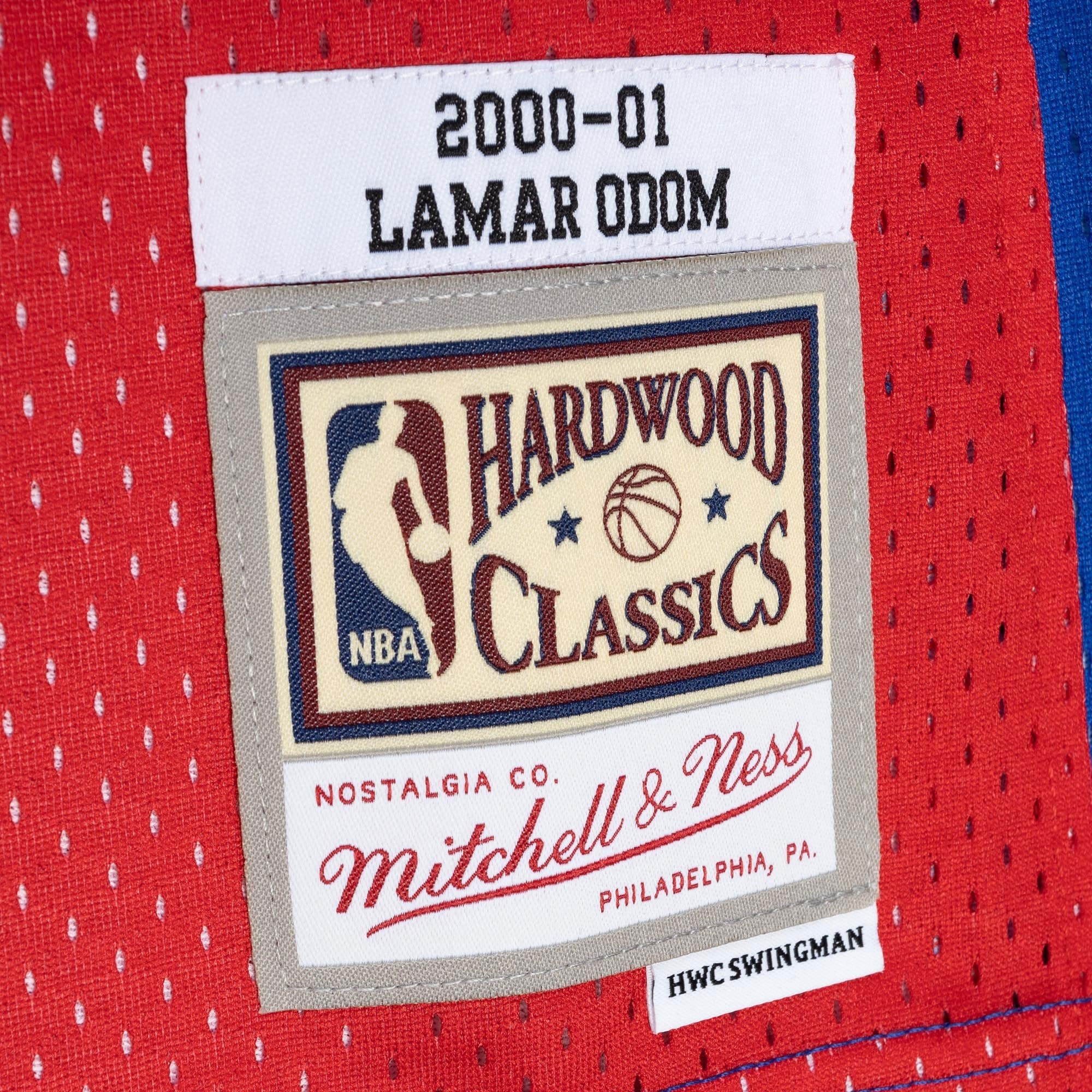 Men's Mitchell & Ness Lamar Odom Royal/Red LA Clippers Hardwood Classics 2000/01 Split Swingman Jersey