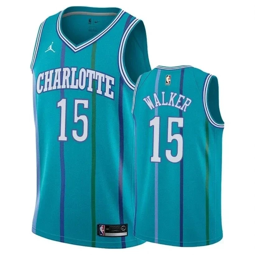 Men's Kemba Walker 15 Hornets Classic Teal Multicolor Jersey S-3XL