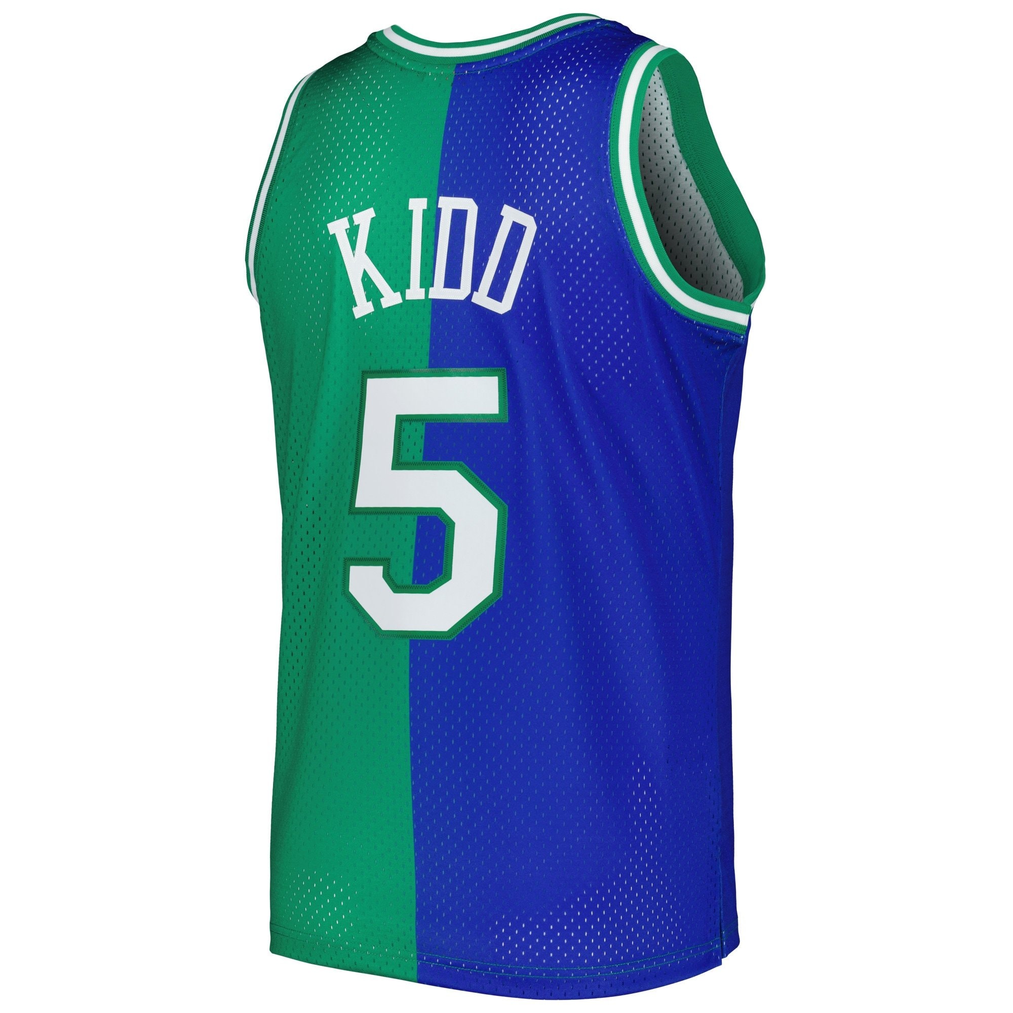 Men's Mitchell & Ness Jason Kidd Blue Green Dallas Mavericks 1994/95 Split Swingman Jersey