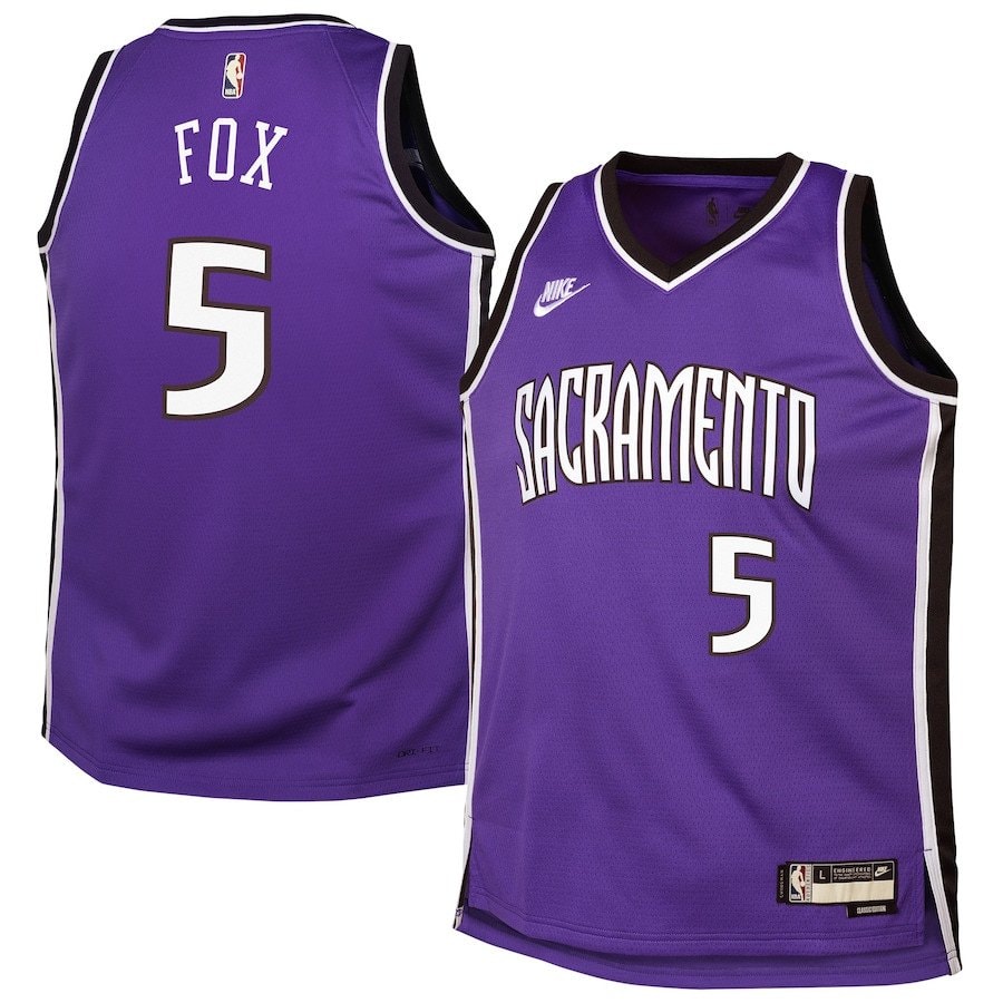 De'Aaron Fox 5 Sacramento Kings Youth 2024/25 Swingman Jersey Purple Classic Edition