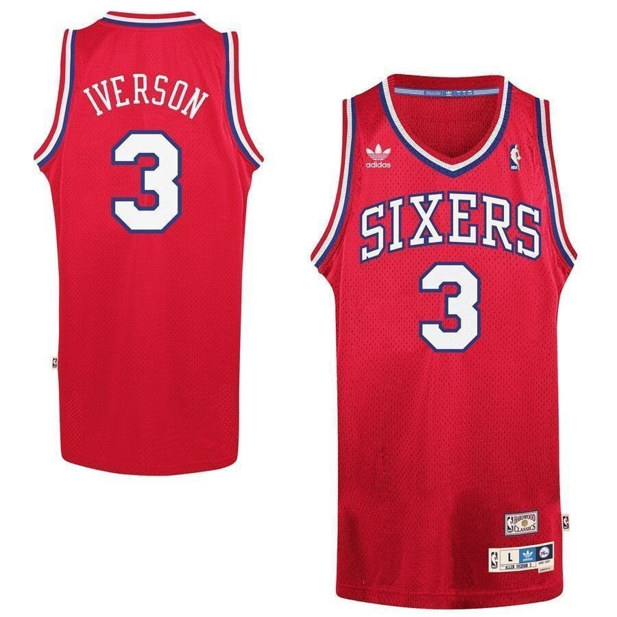 Allen Iverson Philadelphia 76ers Hardwood Classics Swingman Jersey Red Multicolor