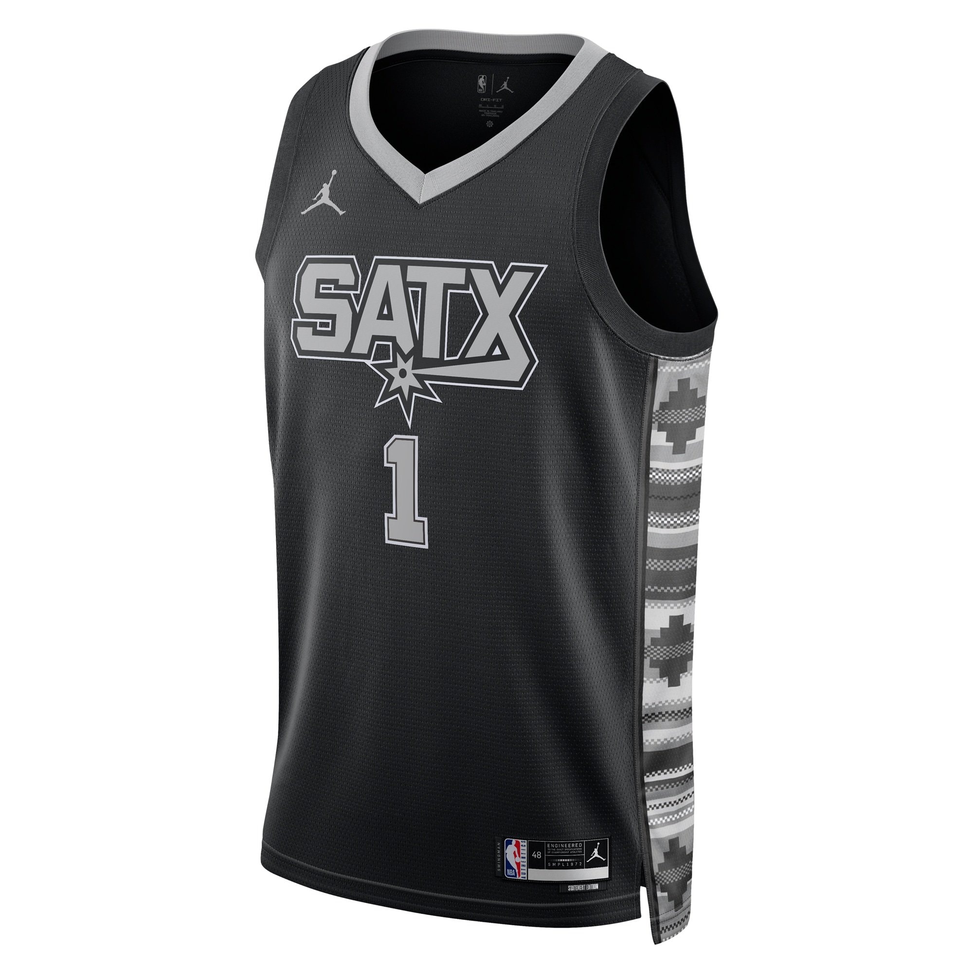 San Antonio Spurs Victor Wembanyama Jordan Statement Swingman Jersey 2023 NBA Draft Black Unisex