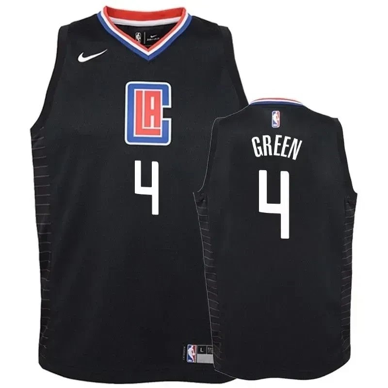 Youth Clippers Jamychal Green #4 2018-19 Black Jersey - Unisex