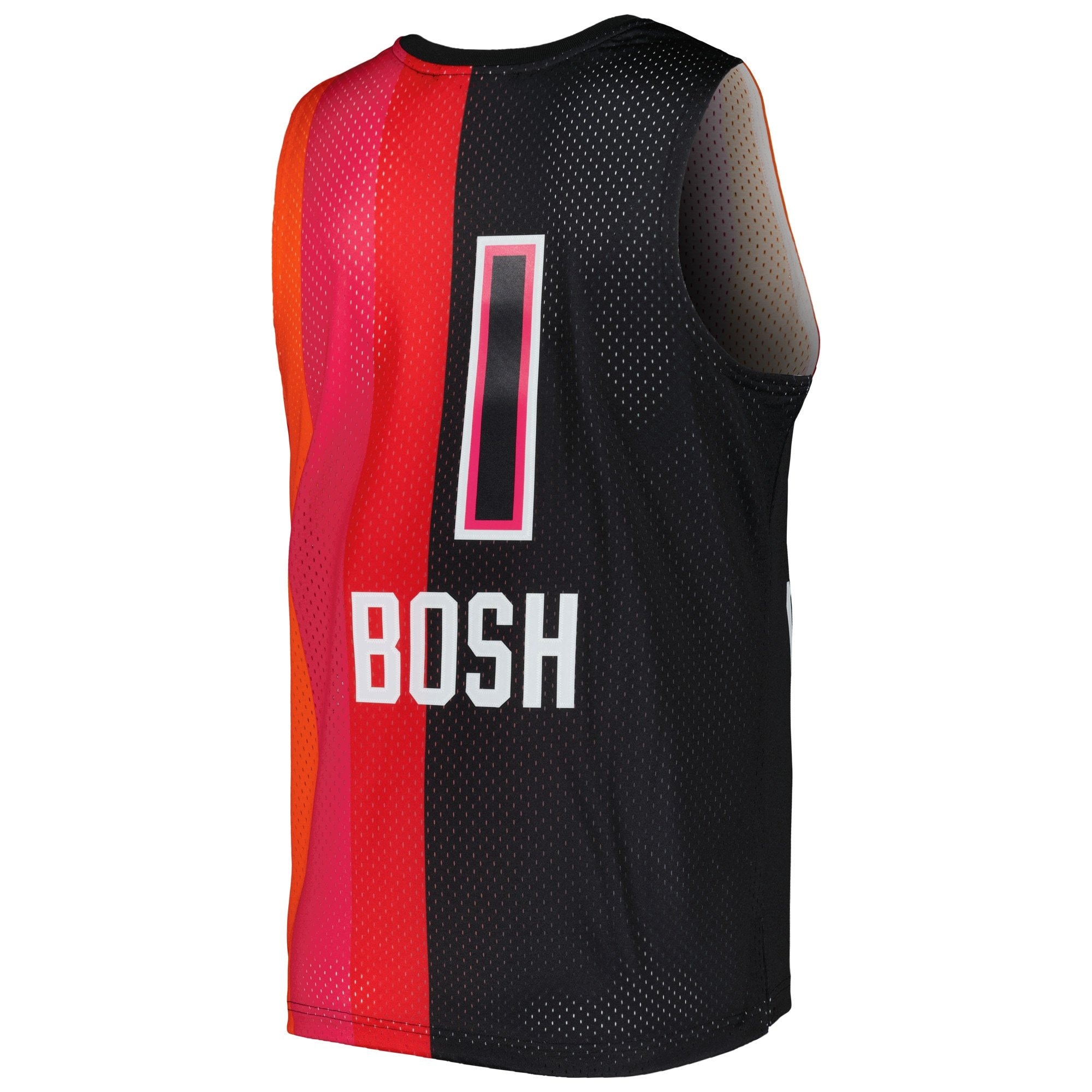 Men's Mitchell & Ness Chris Bosh Black/Red Miami Heat Hardwood Classics 2011/12 Split Swingman Jersey