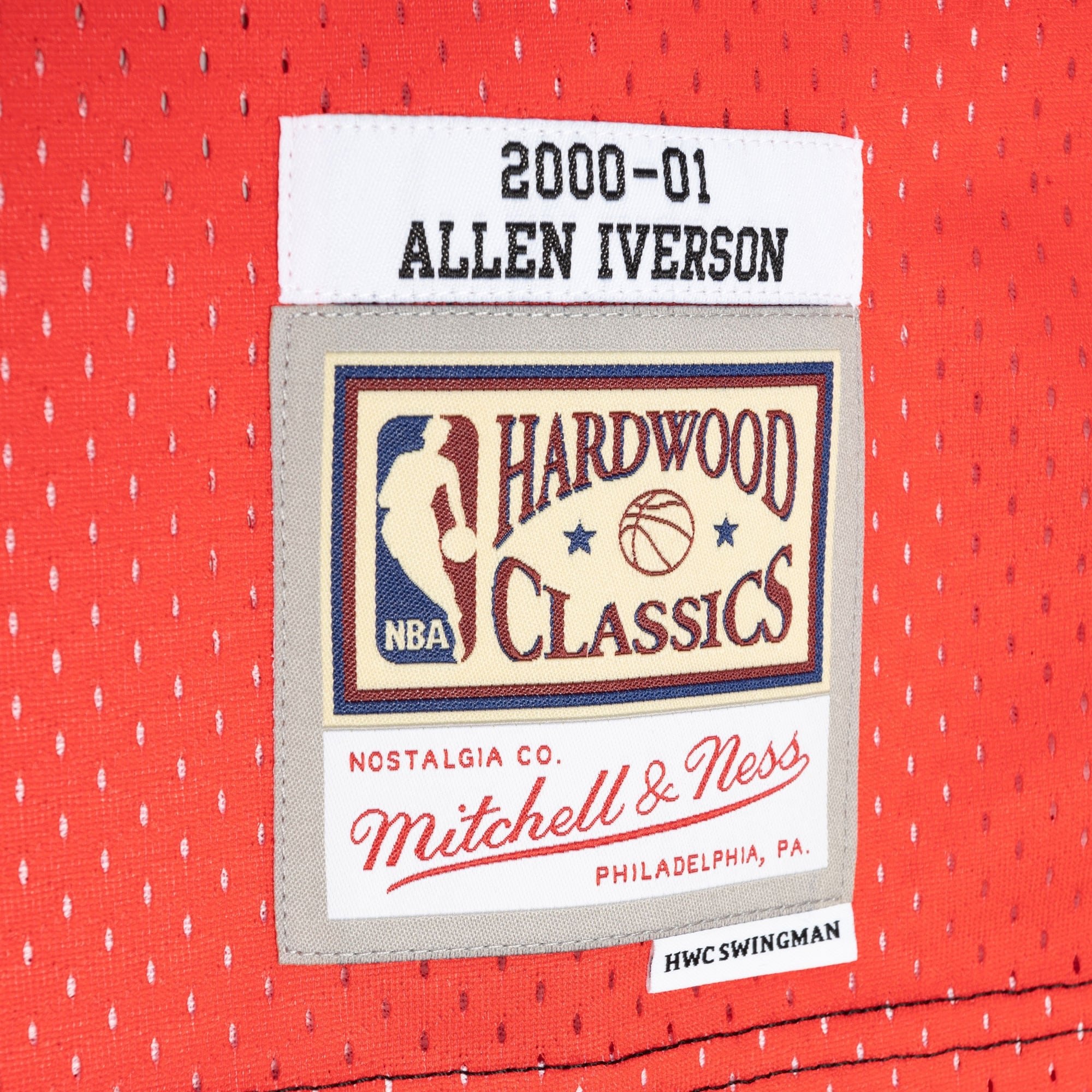 Men's Mitchell & Ness Allen Iverson Black/Red Philadelphia 76ers Hardwood Classics 2000/01 Split Swingman Jersey
