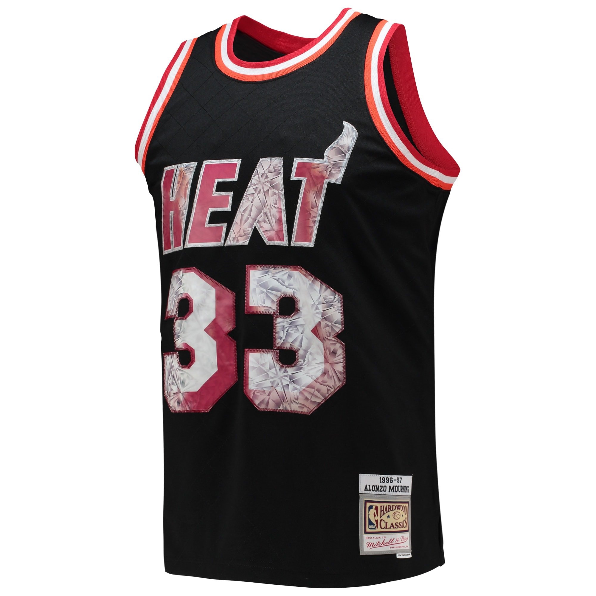 Men's Mitchell & Ness Alonzo Mourning Black Miami Heat 1996/97 Hardwood Classics NBA Jersey
