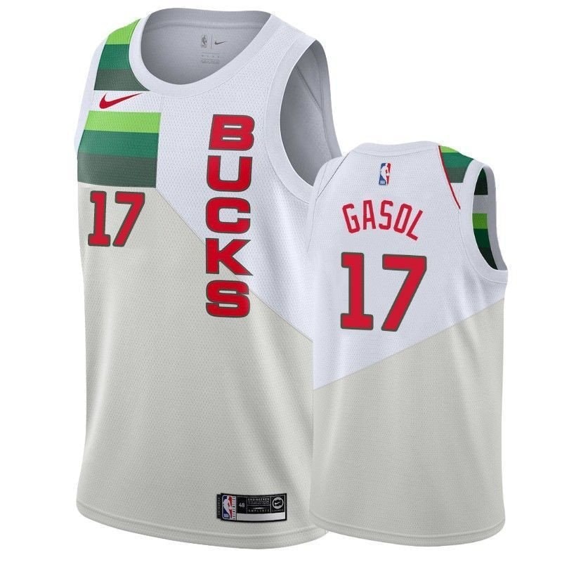 Men's Bucks Pau Gasol #17 Earned Cream Jersey - Breathable Polyester