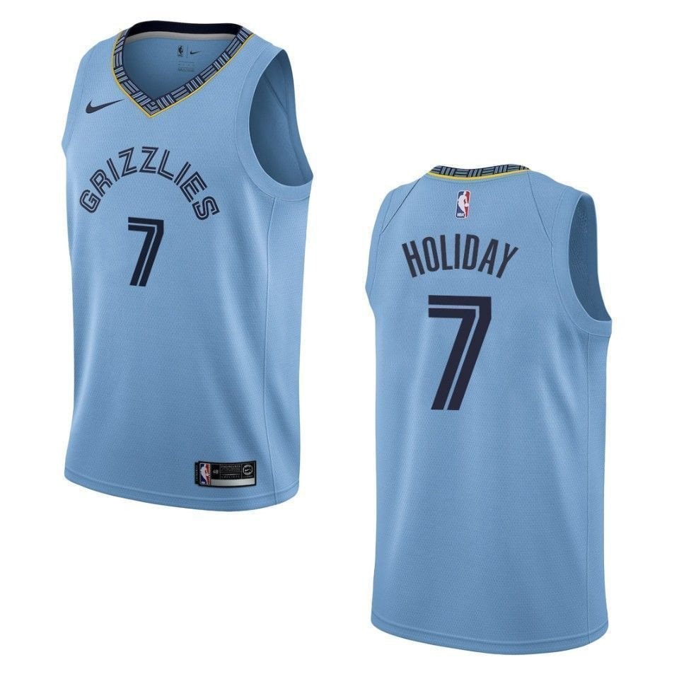Men's Memphis Grizzlies Justin Holiday Statement Swingman Jersey Blue - Size S-3XL