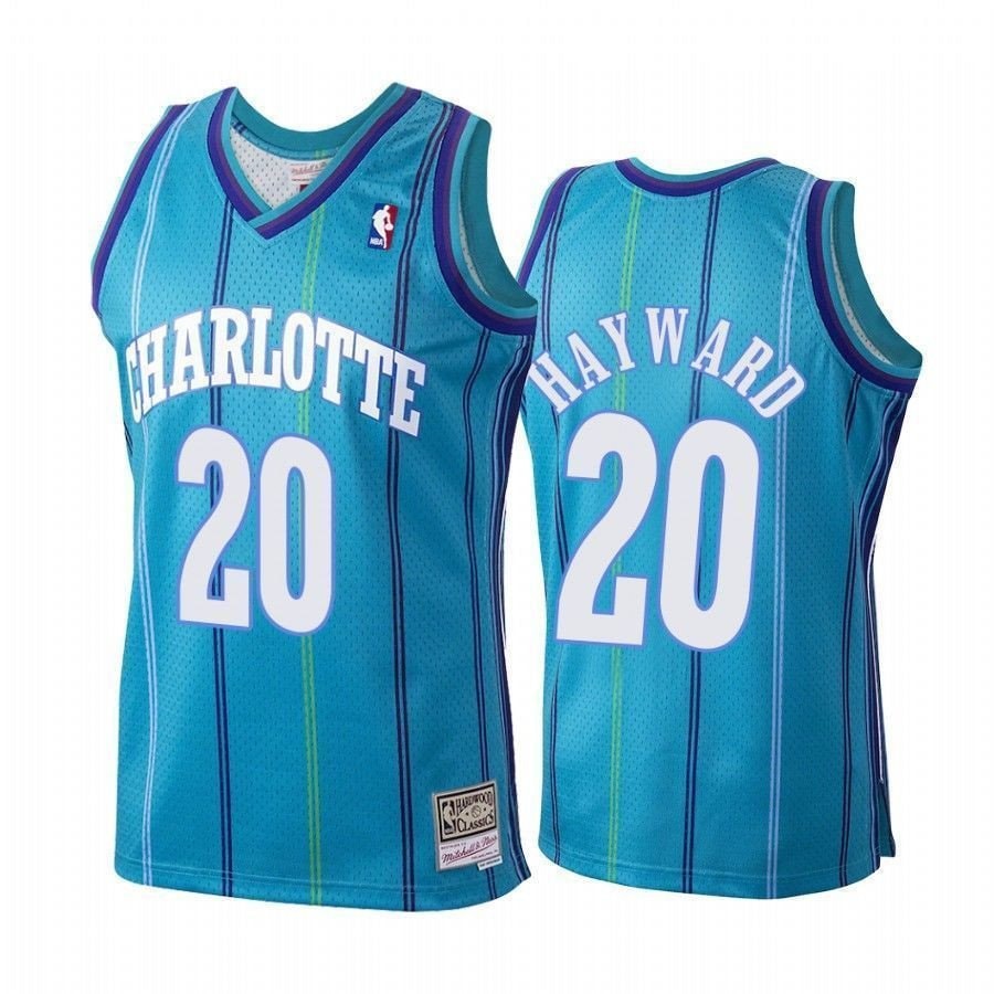 Men's Gordon Hayward 20 Charlotte Hornets Hardwood Classics Jersey Teal